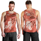 NAIDOC Deadly 50 Years Men Tank Top Jellyfish Aboriginal Culture Inspired Red
