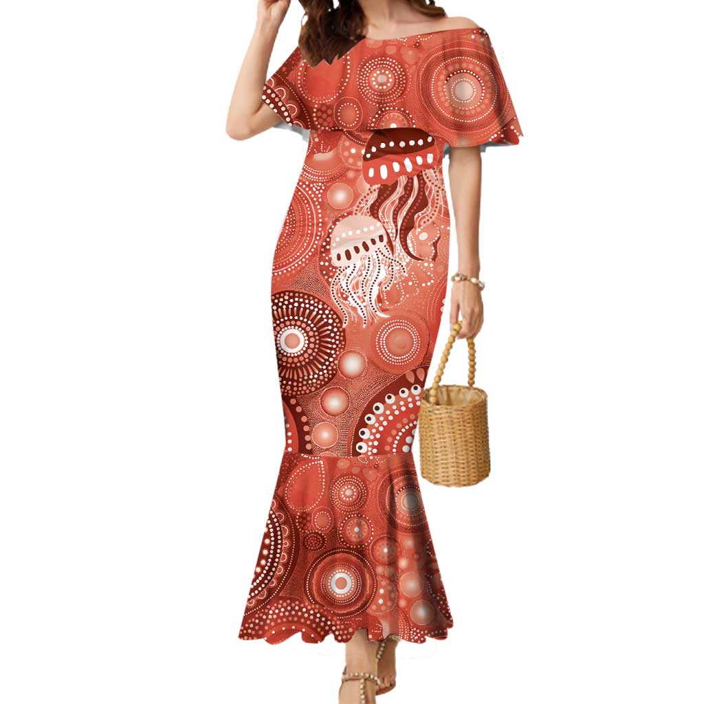NAIDOC Deadly 50 Years Mermaid Dress Jellyfish Aboriginal Culture Inspired Red