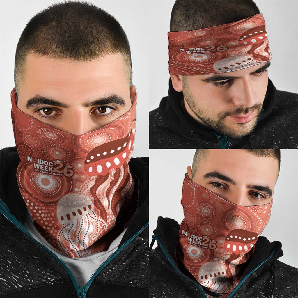 NAIDOC Deadly 50 Years Neck Gaiter Jellyfish Aboriginal Culture Inspired Red