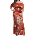 NAIDOC Deadly 50 Years Off Shoulder Maxi Dress Jellyfish Aboriginal Culture Inspired Red