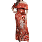 NAIDOC Deadly 50 Years Off Shoulder Maxi Dress Jellyfish Aboriginal Culture Inspired Red