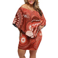 NAIDOC Deadly 50 Years Off Shoulder Short Dress Jellyfish Aboriginal Culture Inspired Red
