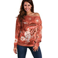 NAIDOC Deadly 50 Years Off Shoulder Sweater Jellyfish Aboriginal Culture Inspired Red
