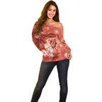 NAIDOC Deadly 50 Years Off Shoulder Sweater Jellyfish Aboriginal Culture Inspired Red