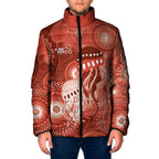 NAIDOC Deadly 50 Years Padded Jacket Jellyfish Aboriginal Culture Inspired Red