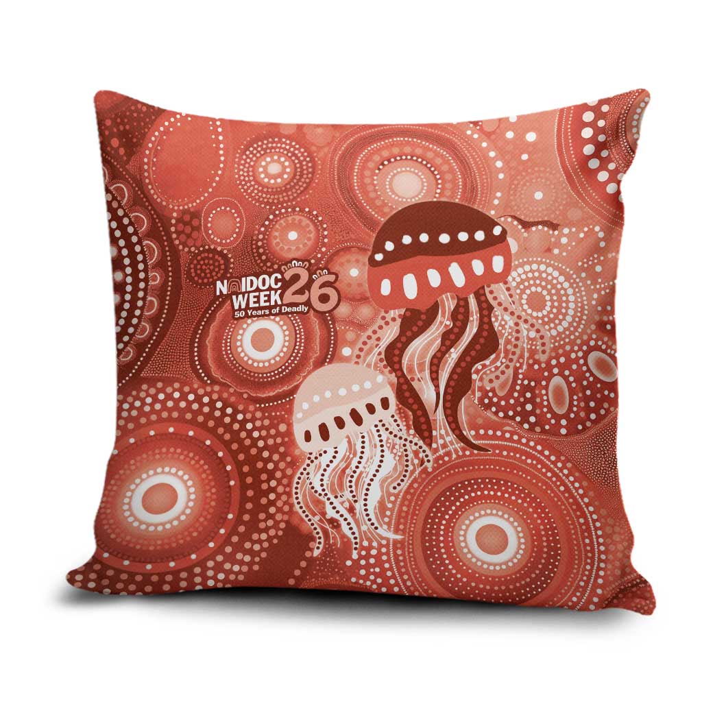 NAIDOC Deadly 50 Years Pillow Cover Jellyfish Aboriginal Culture Inspired Red