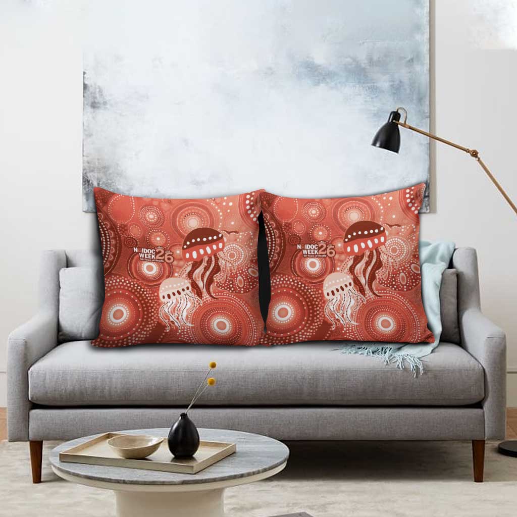 NAIDOC Deadly 50 Years Pillow Cover Jellyfish Aboriginal Culture Inspired Red