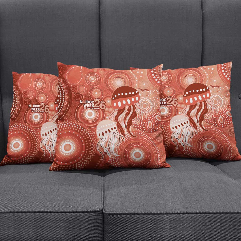 NAIDOC Deadly 50 Years Pillow Cover Jellyfish Aboriginal Culture Inspired Red