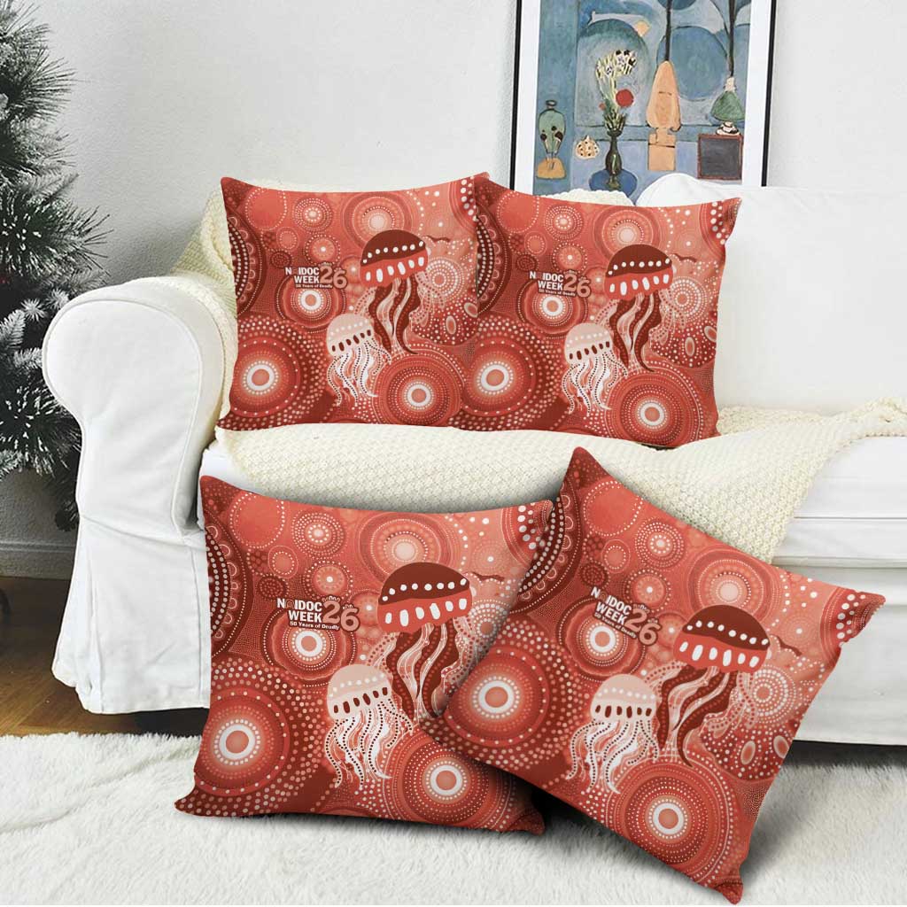 NAIDOC Deadly 50 Years Pillow Cover Jellyfish Aboriginal Culture Inspired Red