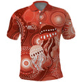 NAIDOC Deadly 50 Years Polo Shirt Jellyfish Aboriginal Culture Inspired Red