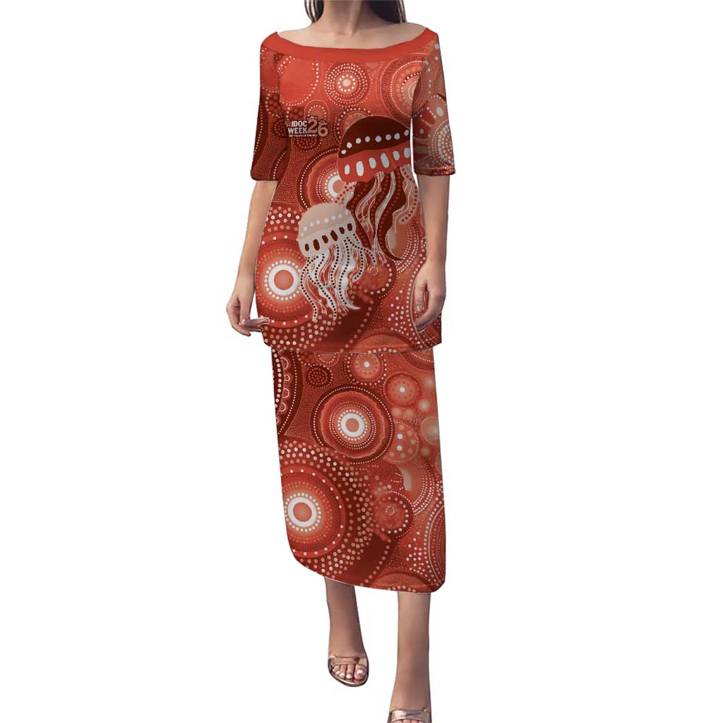 NAIDOC Deadly 50 Years Puletasi Jellyfish Aboriginal Culture Inspired Red
