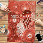 NAIDOC Deadly 50 Years Puzzle Jellyfish Aboriginal Culture Inspired Red