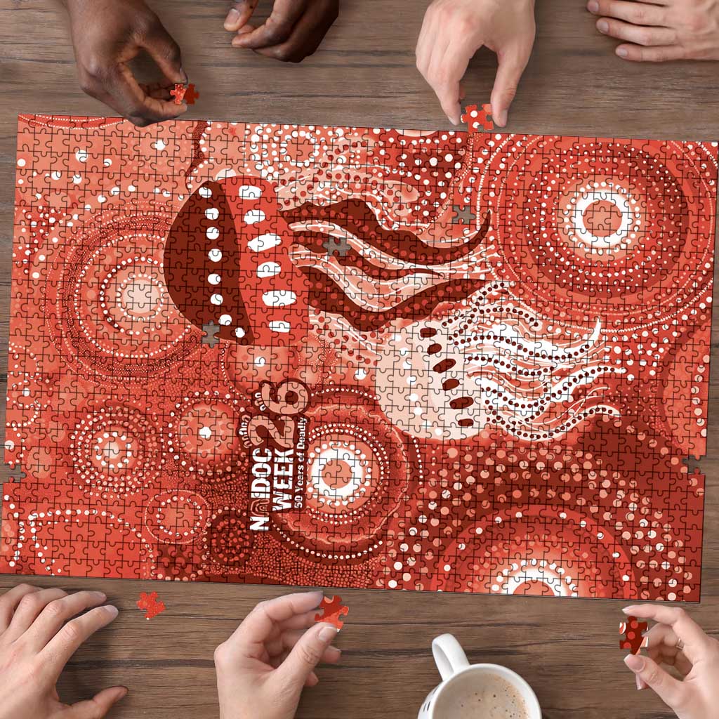 NAIDOC Deadly 50 Years Puzzle Jellyfish Aboriginal Culture Inspired Red