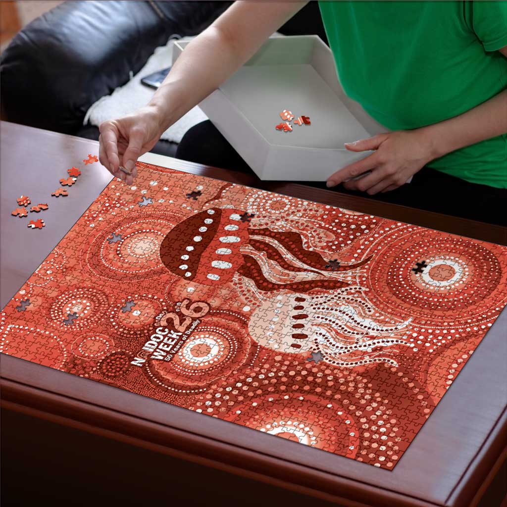 NAIDOC Deadly 50 Years Puzzle Jellyfish Aboriginal Culture Inspired Red