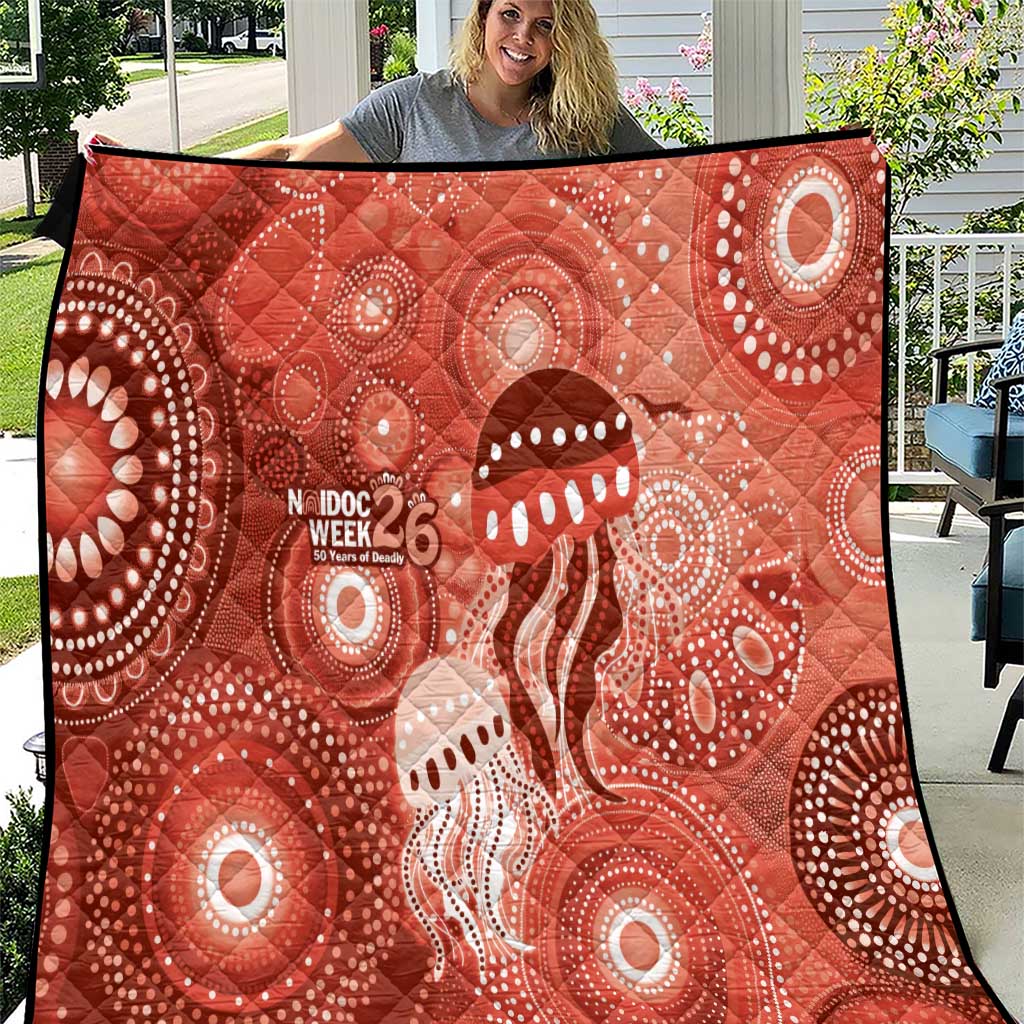 NAIDOC Deadly 50 Years Quilt Jellyfish Aboriginal Culture Inspired Red