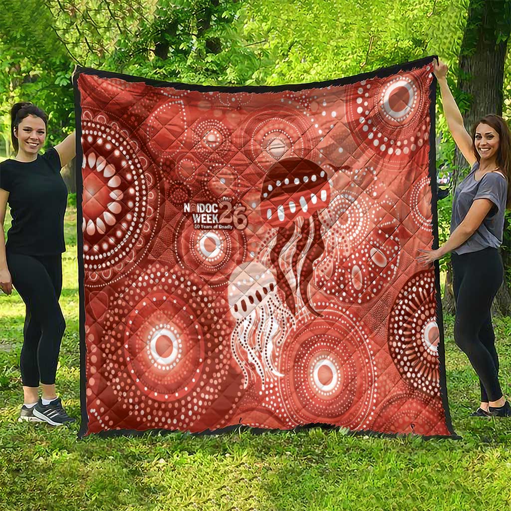 NAIDOC Deadly 50 Years Quilt Jellyfish Aboriginal Culture Inspired Red