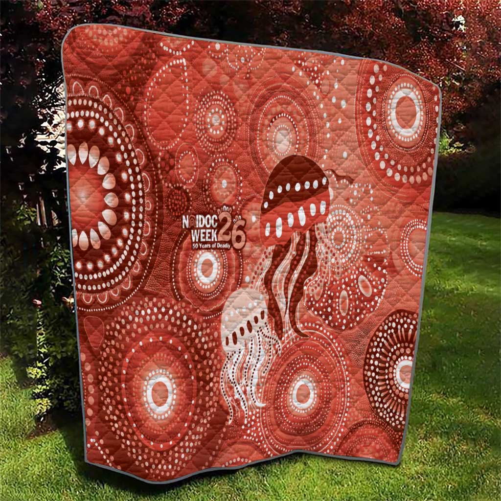 NAIDOC Deadly 50 Years Quilt Jellyfish Aboriginal Culture Inspired Red