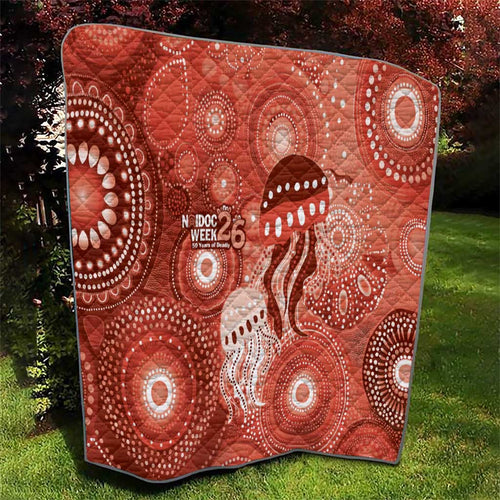 NAIDOC Deadly 50 Years Quilt Jellyfish Aboriginal Culture Inspired Red