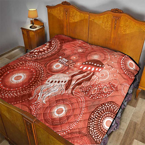 NAIDOC Deadly 50 Years Quilt Jellyfish Aboriginal Culture Inspired Red