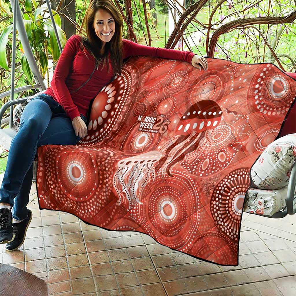 NAIDOC Deadly 50 Years Quilt Jellyfish Aboriginal Culture Inspired Red