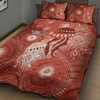 NAIDOC Deadly 50 Years Quilt Bed Set Jellyfish Aboriginal Culture Inspired Red