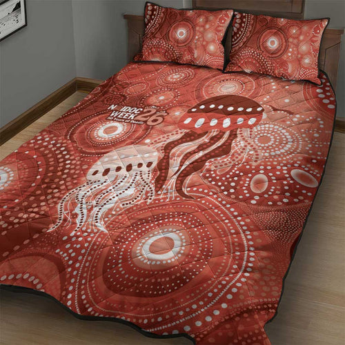 NAIDOC Deadly 50 Years Quilt Bed Set Jellyfish Aboriginal Culture Inspired Red