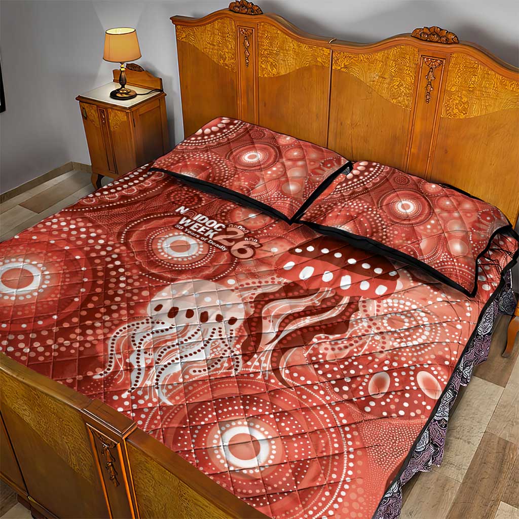 NAIDOC Deadly 50 Years Quilt Bed Set Jellyfish Aboriginal Culture Inspired Red