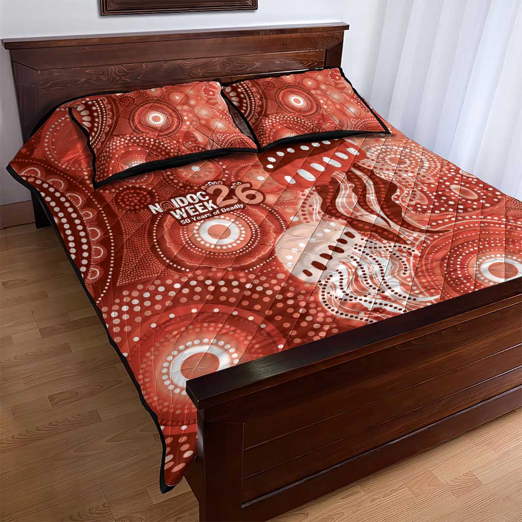 NAIDOC Deadly 50 Years Quilt Bed Set Jellyfish Aboriginal Culture Inspired Red