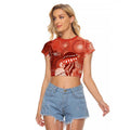 NAIDOC Deadly 50 Years Raglan Cropped T Shirt Jellyfish Aboriginal Culture Inspired Red
