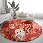 NAIDOC Deadly 50 Years Round Carpet Jellyfish Aboriginal Culture Inspired Red
