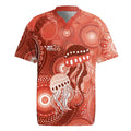 NAIDOC Deadly 50 Years Rugby Jersey Jellyfish Aboriginal Culture Inspired Red