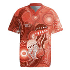 NAIDOC Deadly 50 Years Rugby Jersey Jellyfish Aboriginal Culture Inspired Red