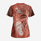 NAIDOC Deadly 50 Years Scrub Top Jellyfish Aboriginal Culture Inspired Red