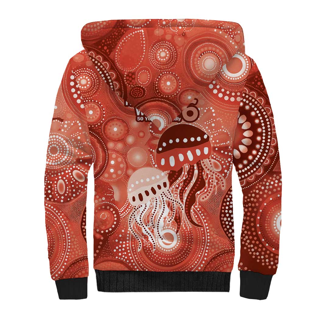 NAIDOC Deadly 50 Years Sherpa Hoodie Jellyfish Aboriginal Culture Inspired Red