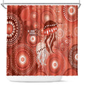NAIDOC Deadly 50 Years Shower Curtain Jellyfish Aboriginal Culture Inspired Red