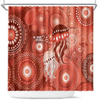 NAIDOC Deadly 50 Years Shower Curtain Jellyfish Aboriginal Culture Inspired Red