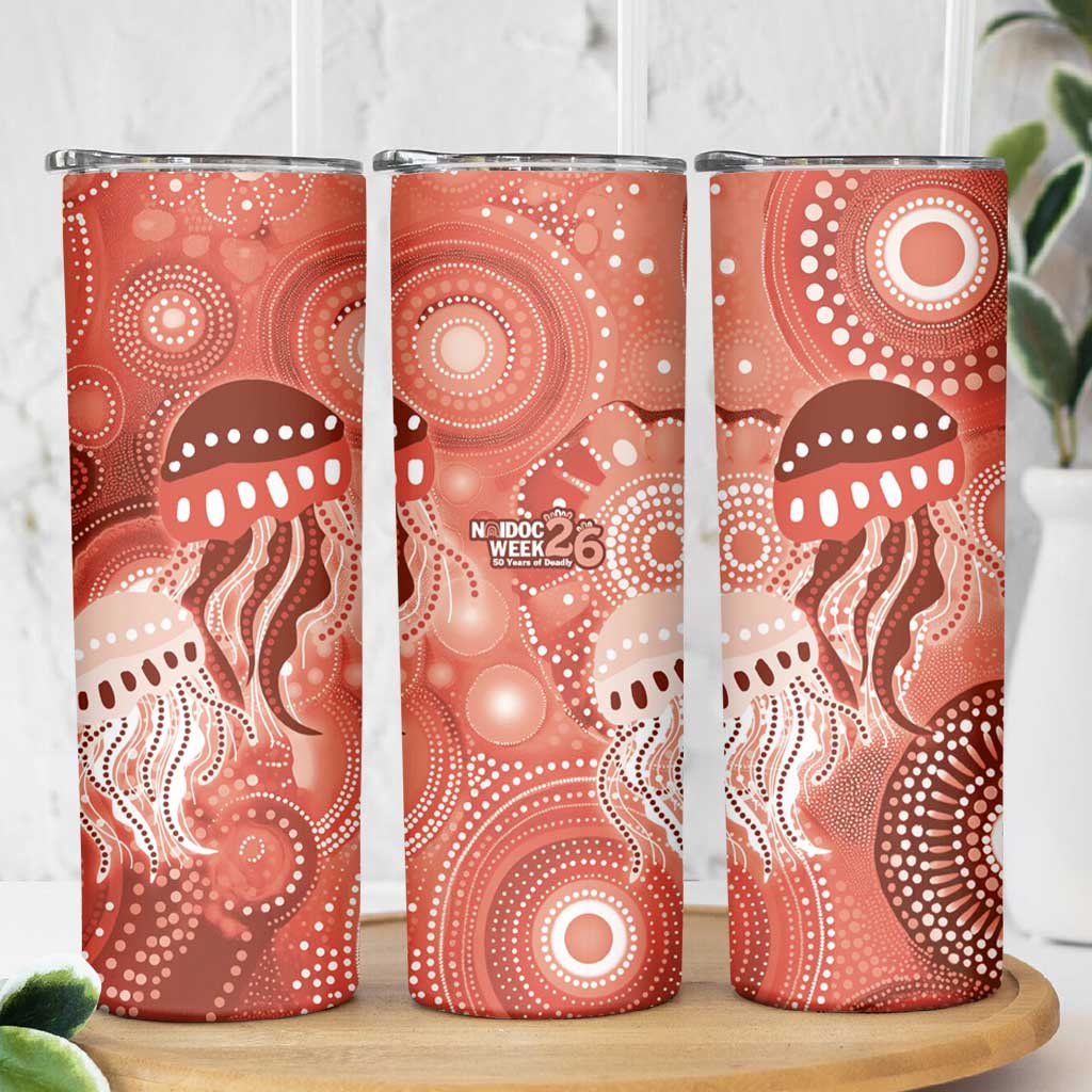 NAIDOC Deadly 50 Years Skinny Tumbler Jellyfish Aboriginal Culture Inspired Red