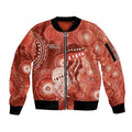 NAIDOC Deadly 50 Years Sleeve Zip Bomber Jacket Jellyfish Aboriginal Culture Inspired Red