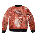 NAIDOC Deadly 50 Years Sleeve Zip Bomber Jacket Jellyfish Aboriginal Culture Inspired Red