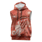 NAIDOC Deadly 50 Years Sleeveless Hoodie Jellyfish Aboriginal Culture Inspired Red