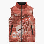 NAIDOC Deadly 50 Years Sleeveless Puffer Jacket Jellyfish Aboriginal Culture Inspired Red