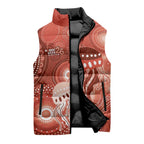 NAIDOC Deadly 50 Years Sleeveless Puffer Jacket Jellyfish Aboriginal Culture Inspired Red