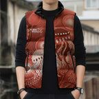 NAIDOC Deadly 50 Years Sleeveless Puffer Jacket Jellyfish Aboriginal Culture Inspired Red