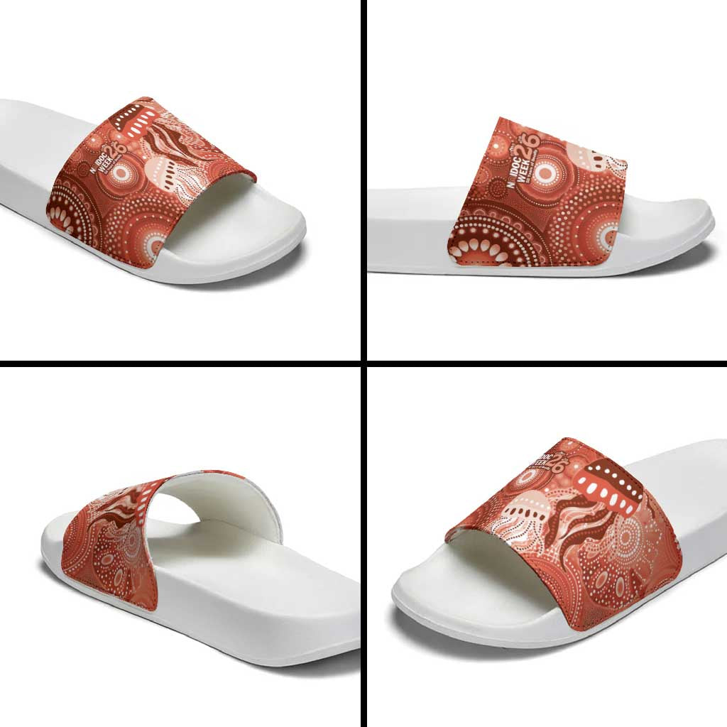 NAIDOC Deadly 50 Years Slide Sandals Jellyfish Aboriginal Culture Inspired Red