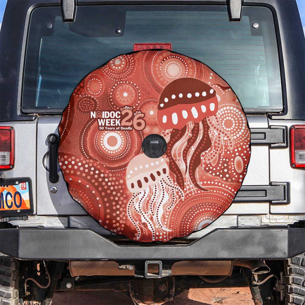NAIDOC Deadly 50 Years Spare Tire Cover Jellyfish Aboriginal Culture Inspired Red