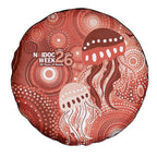 NAIDOC Deadly 50 Years Spare Tire Cover Jellyfish Aboriginal Culture Inspired Red