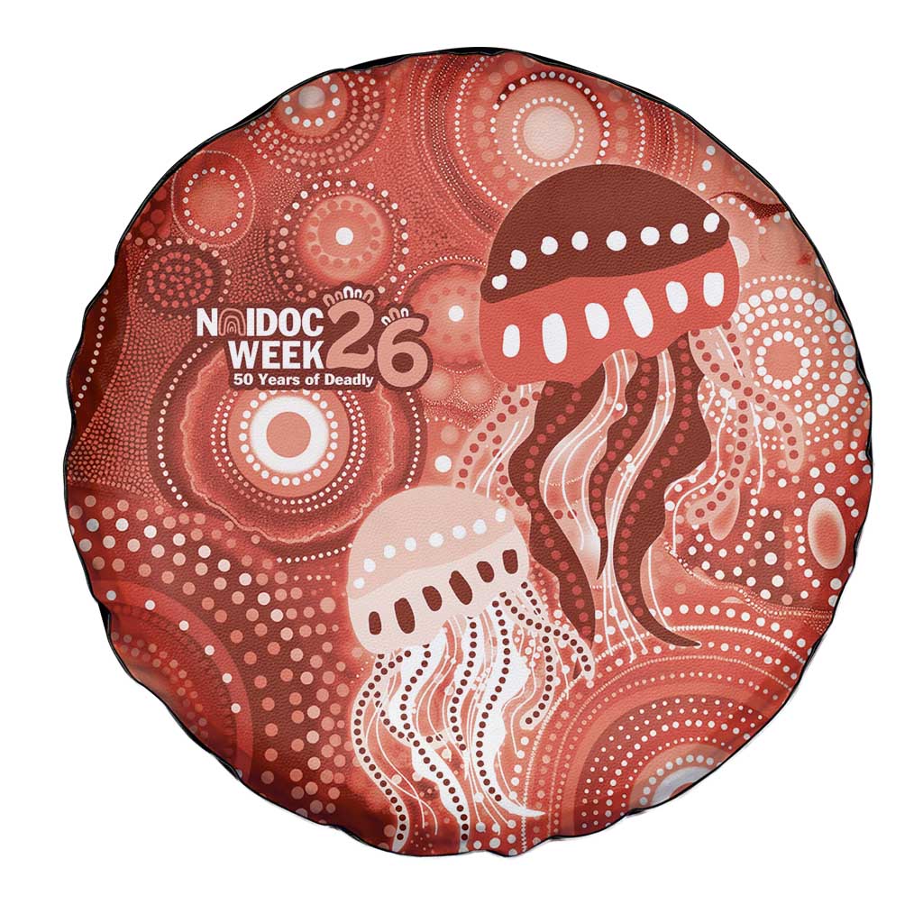 NAIDOC Deadly 50 Years Spare Tire Cover Jellyfish Aboriginal Culture Inspired Red