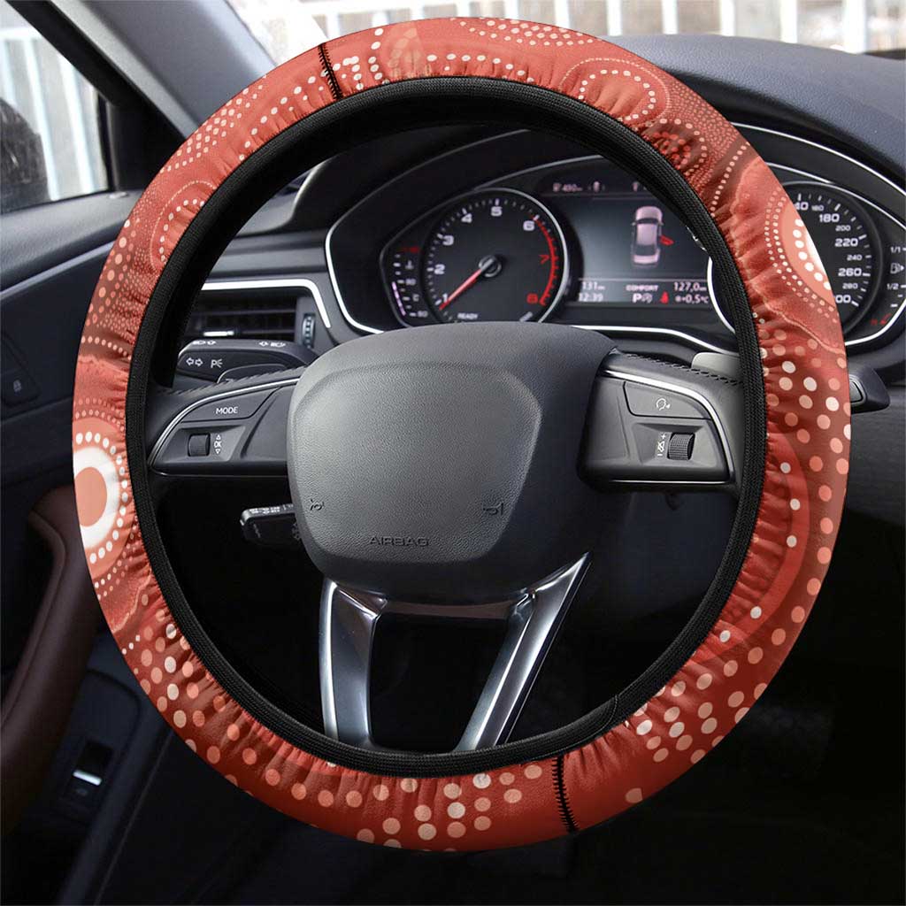 NAIDOC Deadly 50 Years Steering Wheel Cover Jellyfish Aboriginal Culture Inspired Red