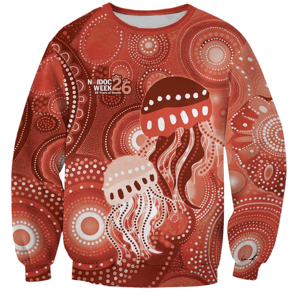 NAIDOC Deadly 50 Years Sweatshirt Jellyfish Aboriginal Culture Inspired Red