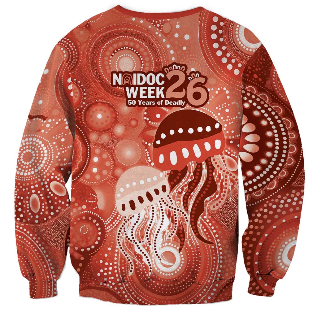 NAIDOC Deadly 50 Years Sweatshirt Jellyfish Aboriginal Culture Inspired Red